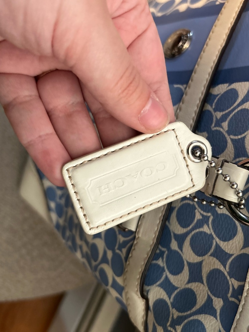 Coach Blue Chelsea Heritage Signature Tote with Cosmetic Pouch Set - Picture 4 of 11